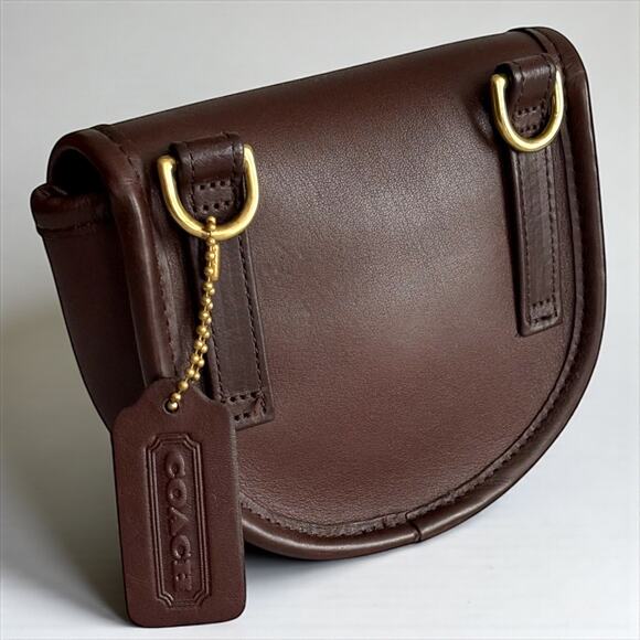 Vintage COACH 9826 Mini Belt Bag Mahogany Brown Leather Turnlock Brass Crossbody - Picture 7 of 12